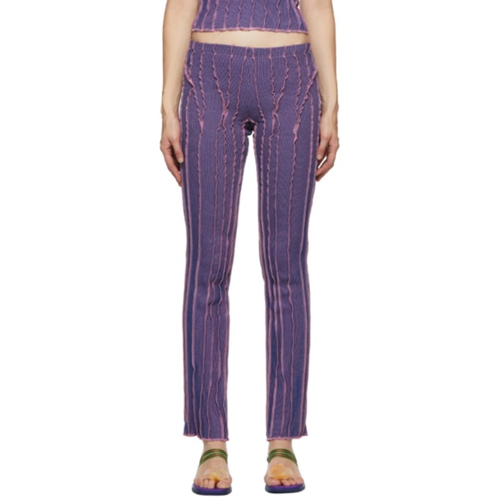 Helenamanzano - SSENSE Exclusive Pink & Blue 3D Stripe Lounge Pants